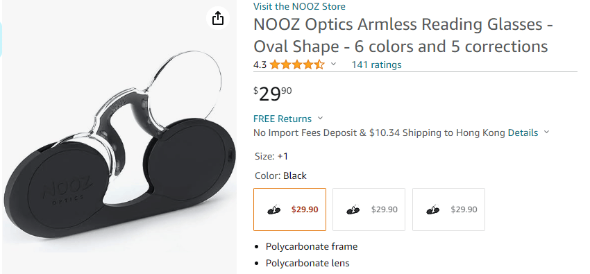Nooz Optics夹鼻式老花镜<strong></p>
<p>老花镜
</strong>，多国预警:老花镜
